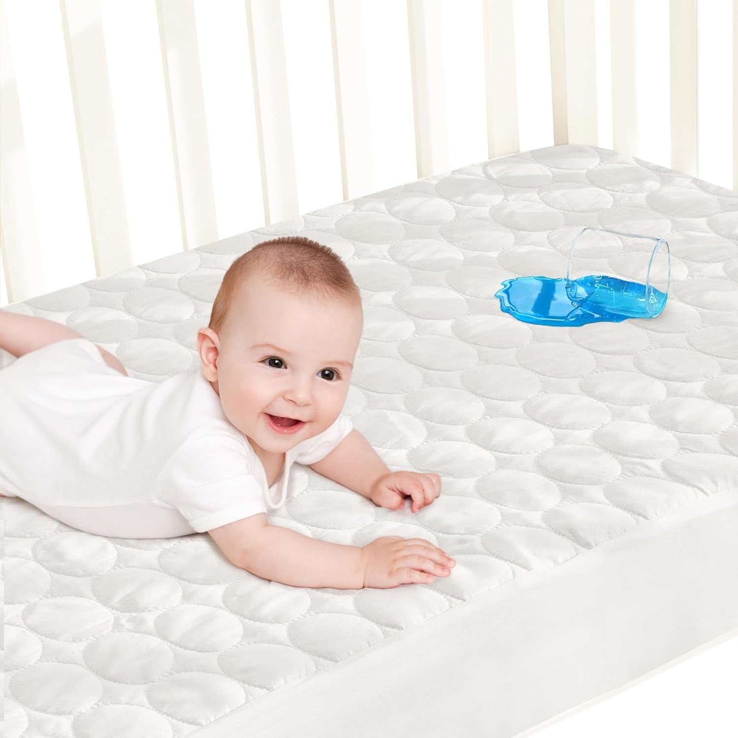Crib Mattress Protector Pad Waterproof, Toddler Waterproof Crib Mattress Cover, Machine Washable & Dryer Fit Baby Toddler Bed Mattress Protector (Standard Size 52” X 28”)