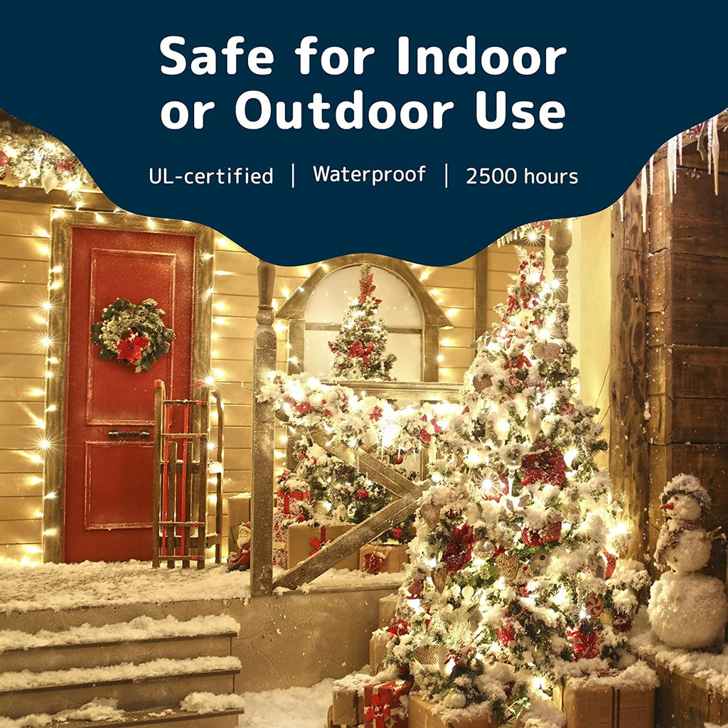 Christmas Lights (60 Feet, 300 Lights) - Clear White Christmas Tree Lights with White Wire - Indoor/Outdoor String Lights - Warm White Twinkle Lights