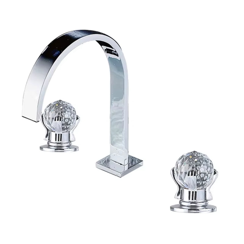 Basin Faucets Brass Polished Chrome Deck Mounted Dual Handle Hot and Cold Water Mixer Tap 3 Hole Para Bathroom Sink