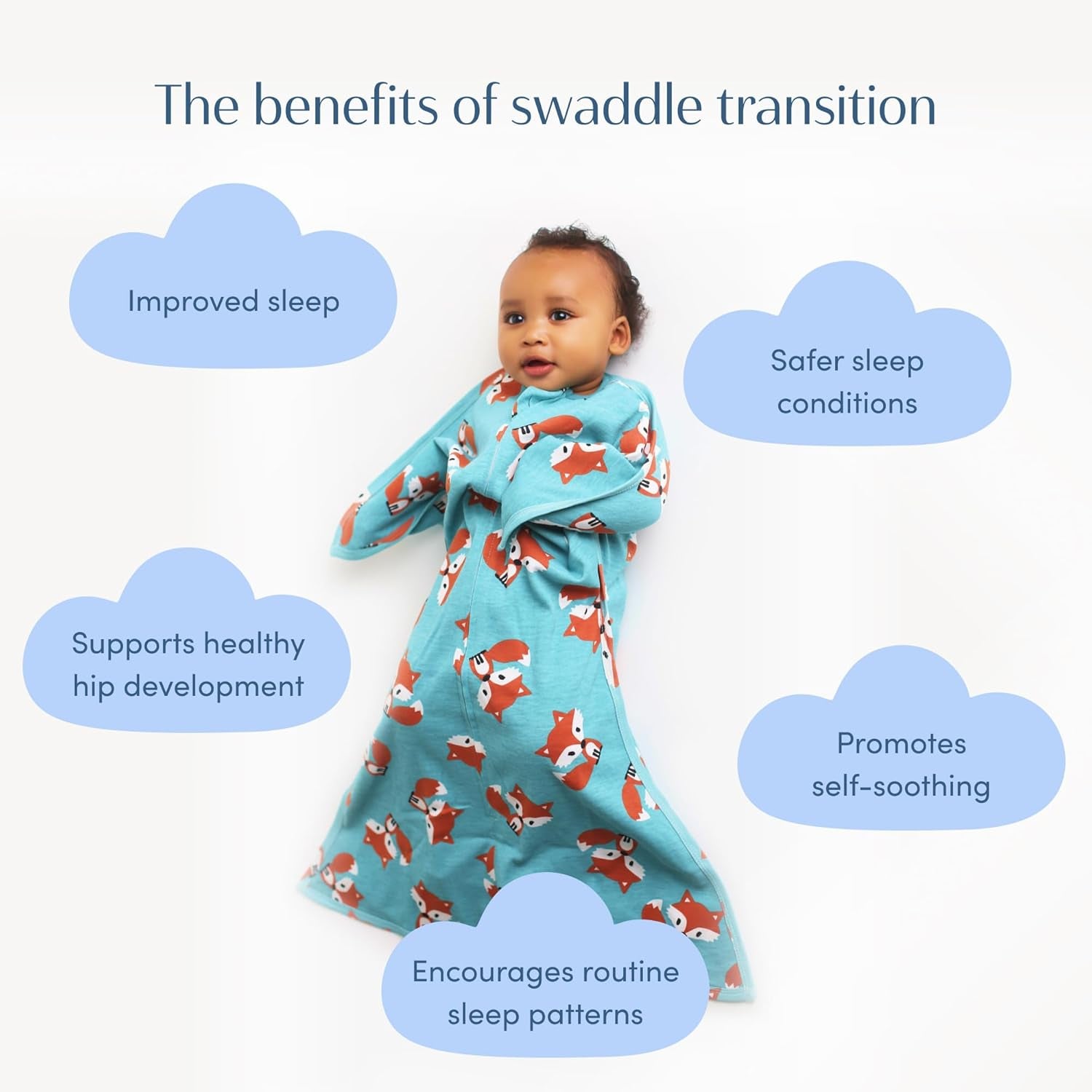 Zipadee-Zip Transition Swaddle - Cozy Baby Swaddle Blanket with Zipper Convenience - Roomy Wearable Blanket for Easy Diaper Changes - Friendly Fox, X-Small (3-6 Month)