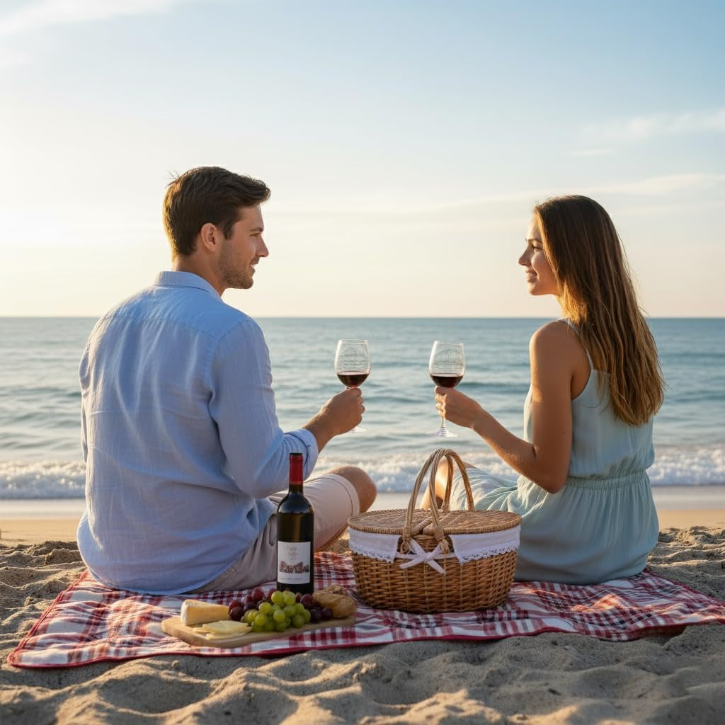Wicker Picnic Basket with Lid and Handle Sturdy Woven Body with Washable Lining for Easter,Mother'S Day,Outdoor Camping,Not Dyed
