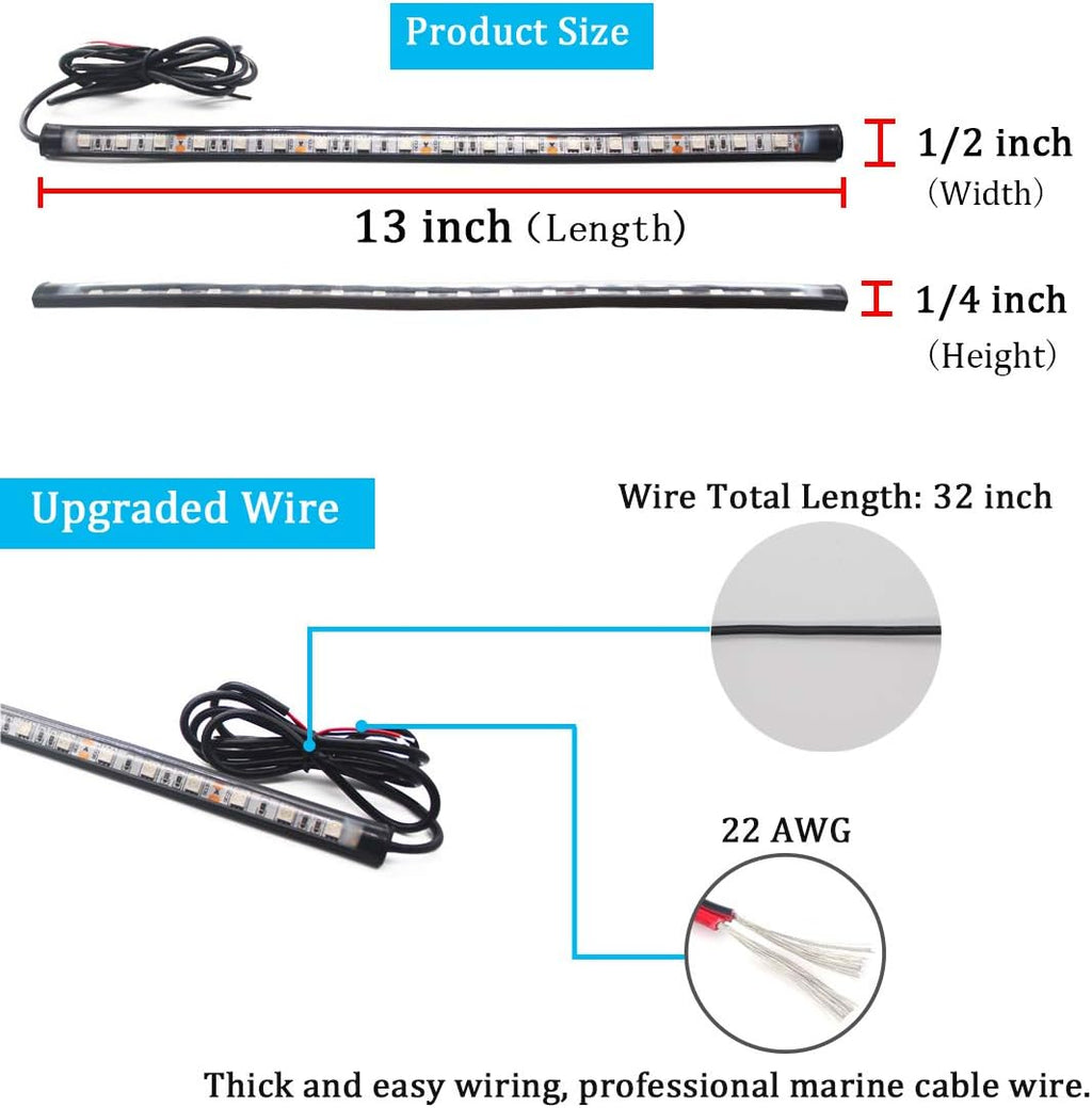 Marine Boat Navigation Lights, Night Fishing Light, No Drilling Adhesive Install Bow Lights for Pontoon, Bass Boats, Jon Boats, Jet Ski, Kayak