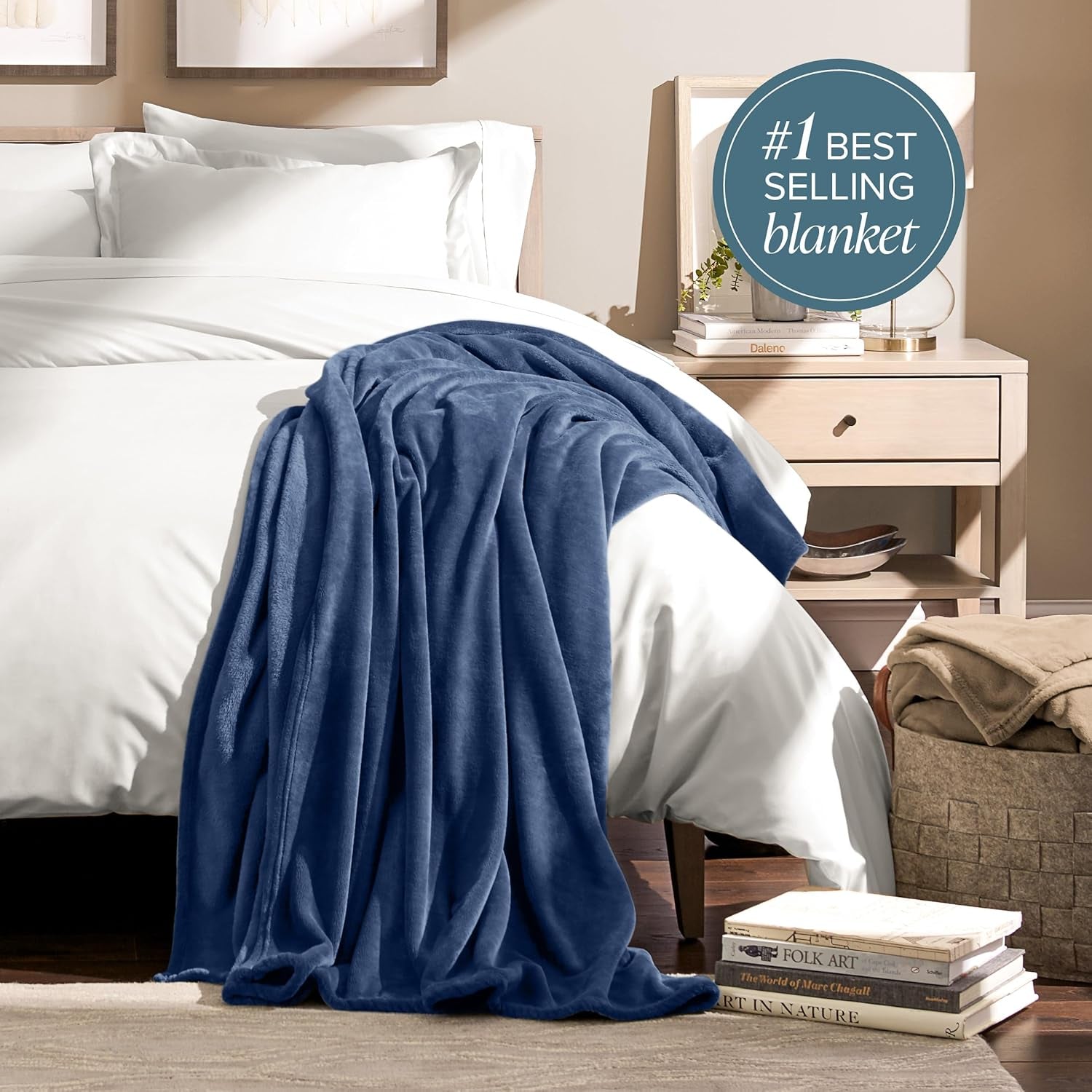 Fleece Blanket - King Size - Ultra-Soft Lightweight for Bed, Sofa, and Couch - Luxury Microplush - Cozy Warm Blanket (King, Dark Blue)