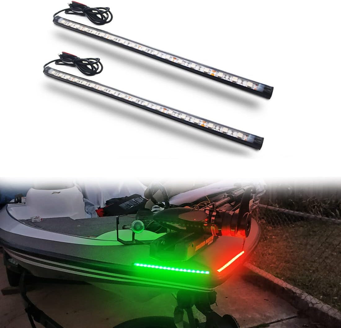 Marine Boat Navigation Lights, Night Fishing Light, No Drilling Adhesive Install Bow Lights for Pontoon, Bass Boats, Jon Boats, Jet Ski, Kayak
