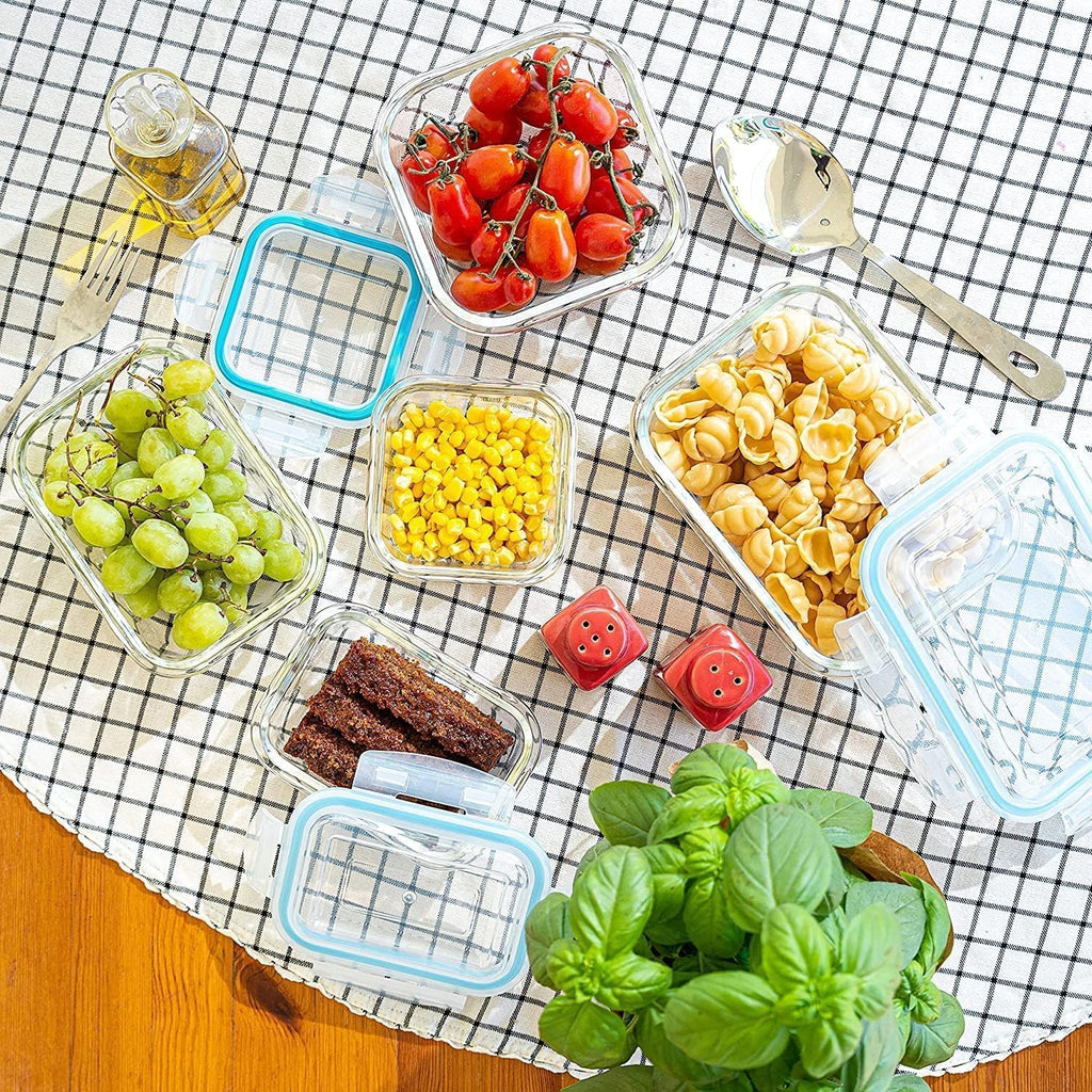 10-Piece Borosilicate Glass Meal Prep Containers – 100% Leak-Proof Snap-Lock Lids, Airtight & Bpa-Free – Freezer, Microwave & Oven Safe (Glass Only) – Stackable/Nestable Food Storage Set