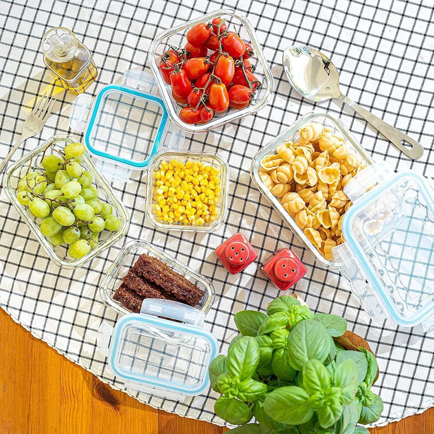 10-Piece Borosilicate Glass Meal Prep Containers – 100% Leak-Proof Snap-Lock Lids, Airtight & Bpa-Free – Freezer, Microwave & Oven Safe (Glass Only) – Stackable/Nestable Food Storage Set