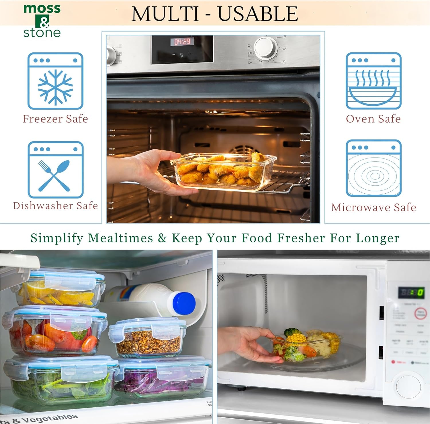10-Piece Borosilicate Glass Meal Prep Containers – 100% Leak-Proof Snap-Lock Lids, Airtight & Bpa-Free – Freezer, Microwave & Oven Safe (Glass Only) – Stackable/Nestable Food Storage Set