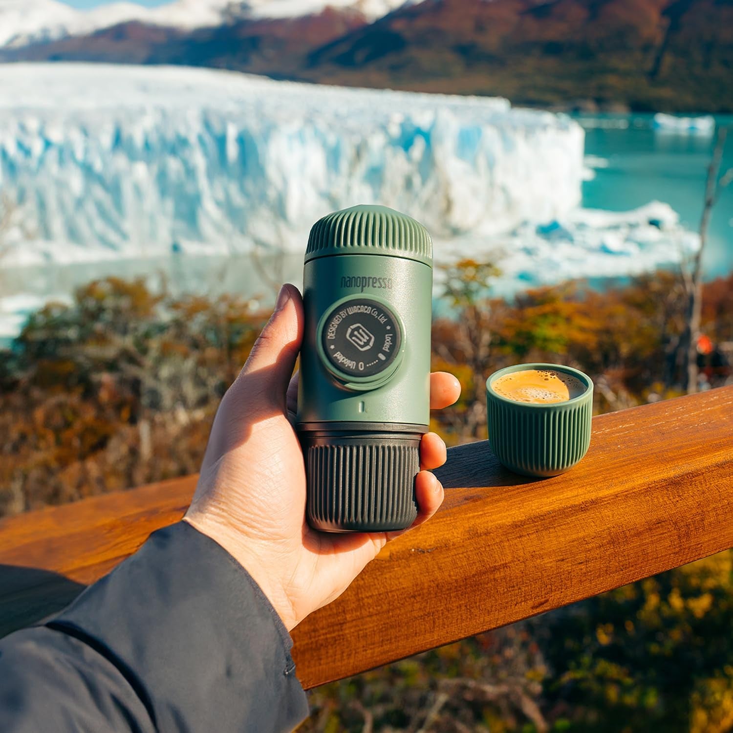 Nanopresso Portable Espresso Maker Bundled with Protective Case, Upgrade Version of Minipresso, Mini Travel Coffee Machine, Perfect for Camping, Travel and Office (Elements Moss Green)