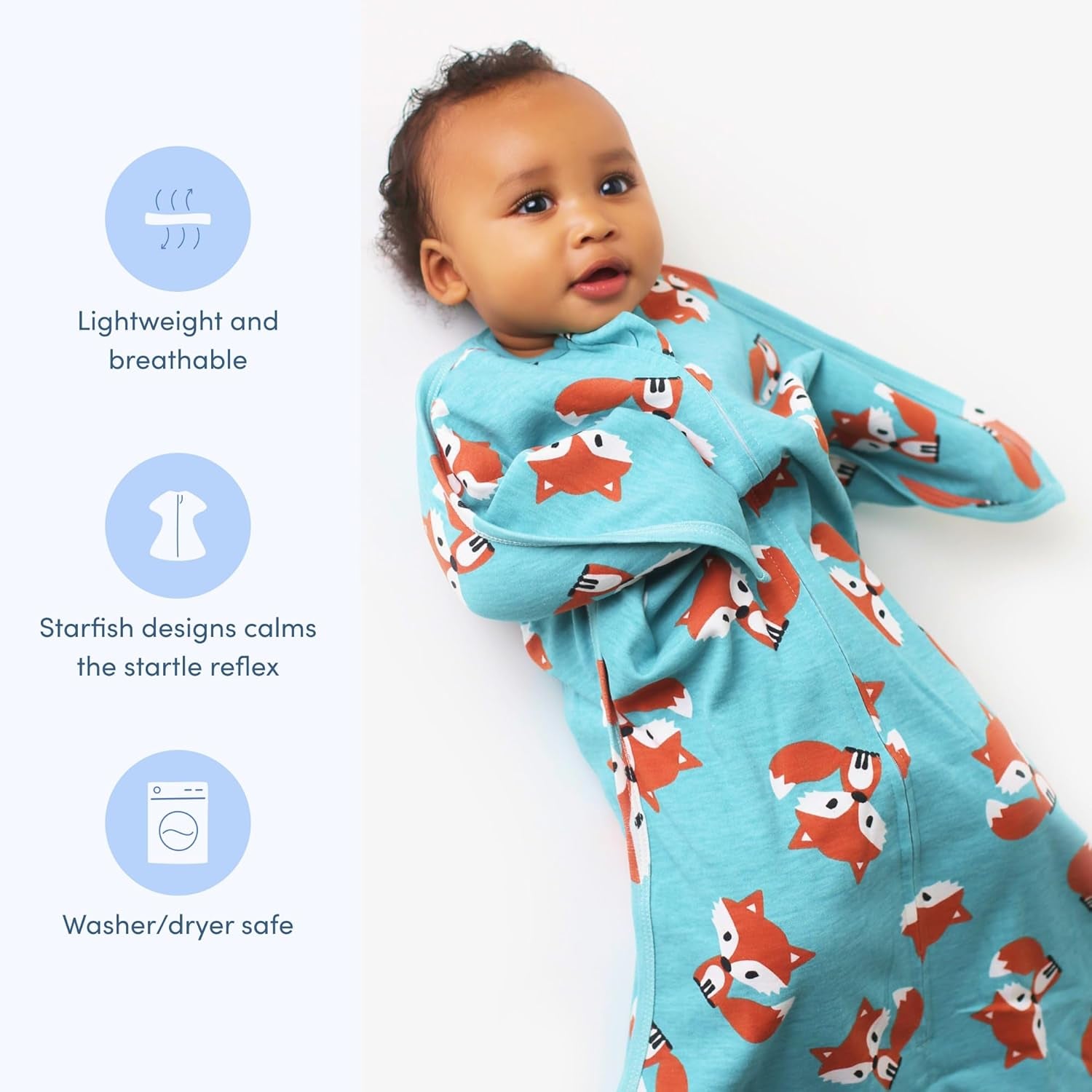 Zipadee-Zip Transition Swaddle - Cozy Baby Swaddle Blanket with Zipper Convenience - Roomy Wearable Blanket for Easy Diaper Changes - Friendly Fox, X-Small (3-6 Month)