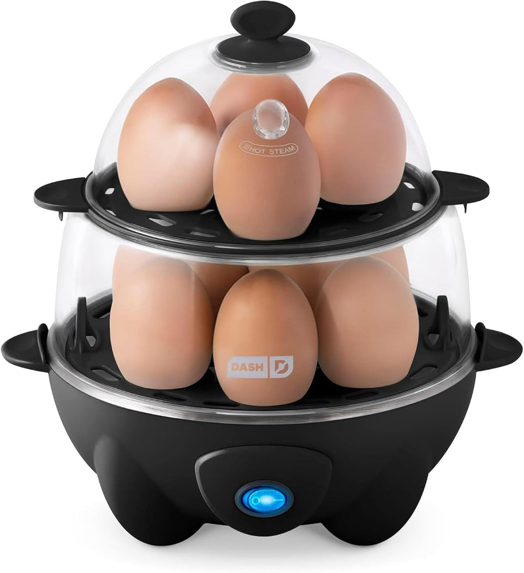 Deluxe Egg Cooker - Boiler, Poacher & Steamer - Includes Measuring & Recipe Guide - Dishwasher Safe - Holds 12 Eggs, Black