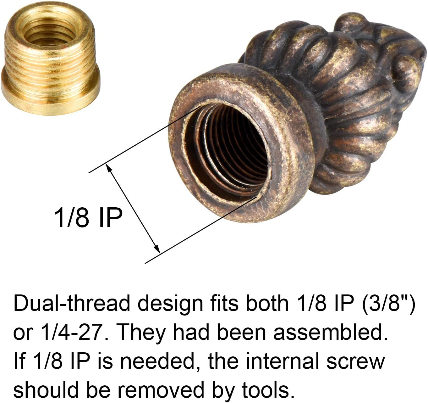 2 Packs Lamp Finial Cap Knob Lamp Decoration for Lamp Shade, Antique Brass, 1-3/8 Inches (Small Size)