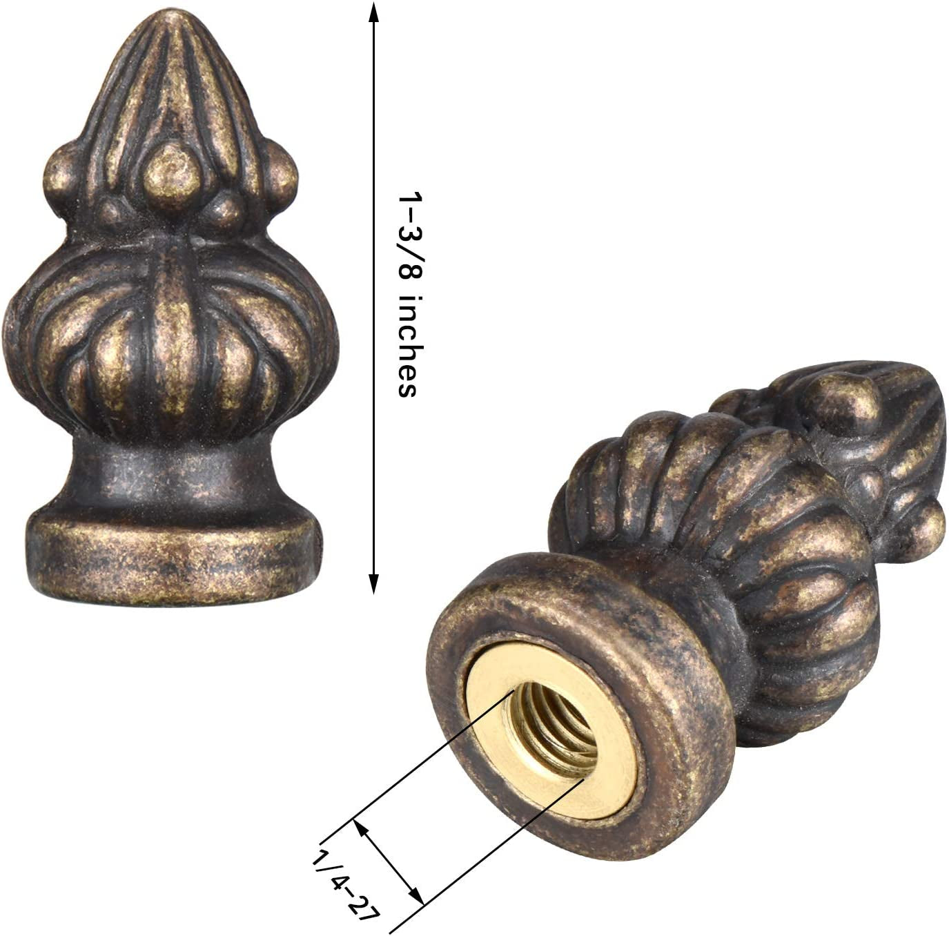 2 Packs Lamp Finial Cap Knob Lamp Decoration for Lamp Shade, Antique Brass, 1-3/8 Inches (Small Size)
