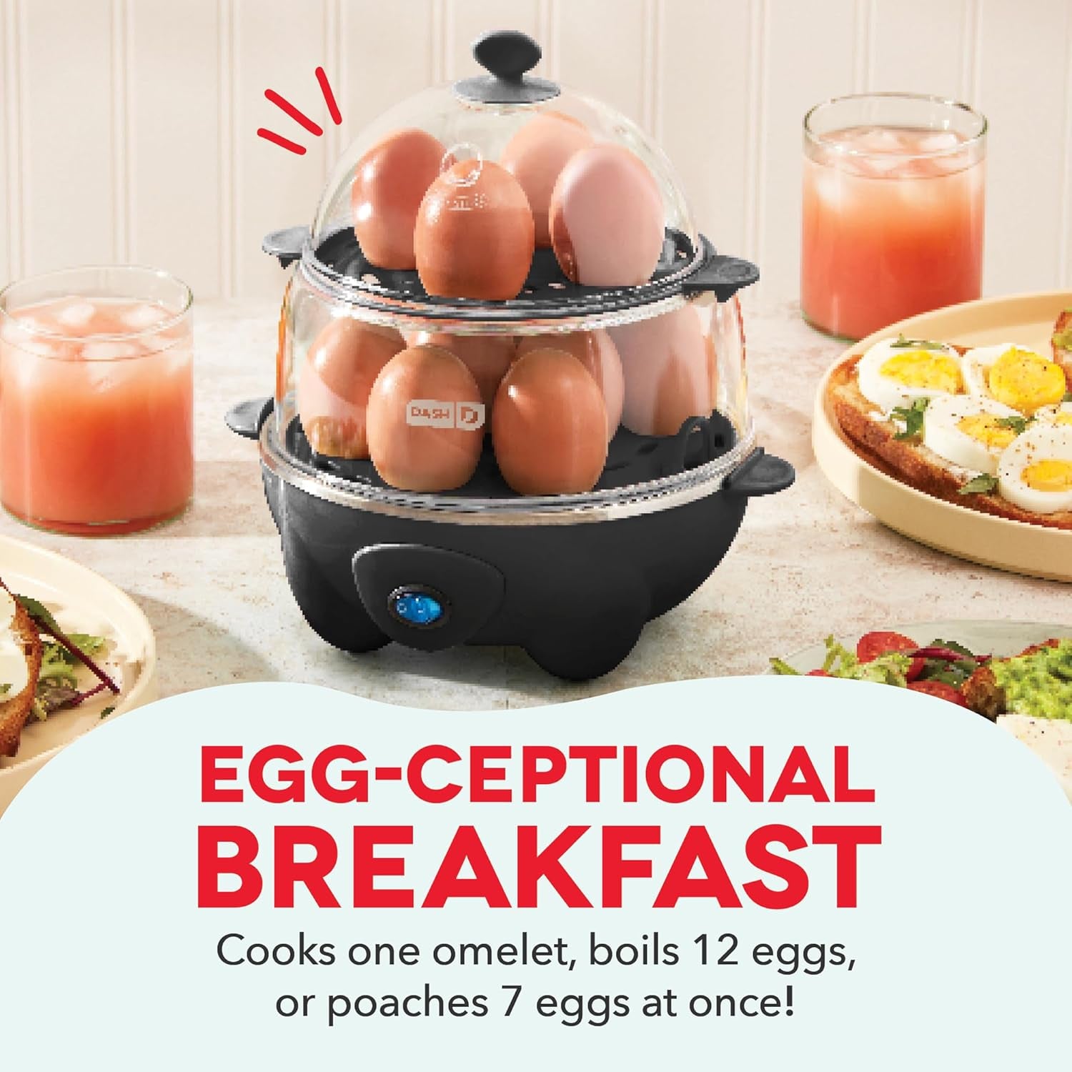 Deluxe Egg Cooker - Boiler, Poacher & Steamer - Includes Measuring & Recipe Guide - Dishwasher Safe - Holds 12 Eggs, Black