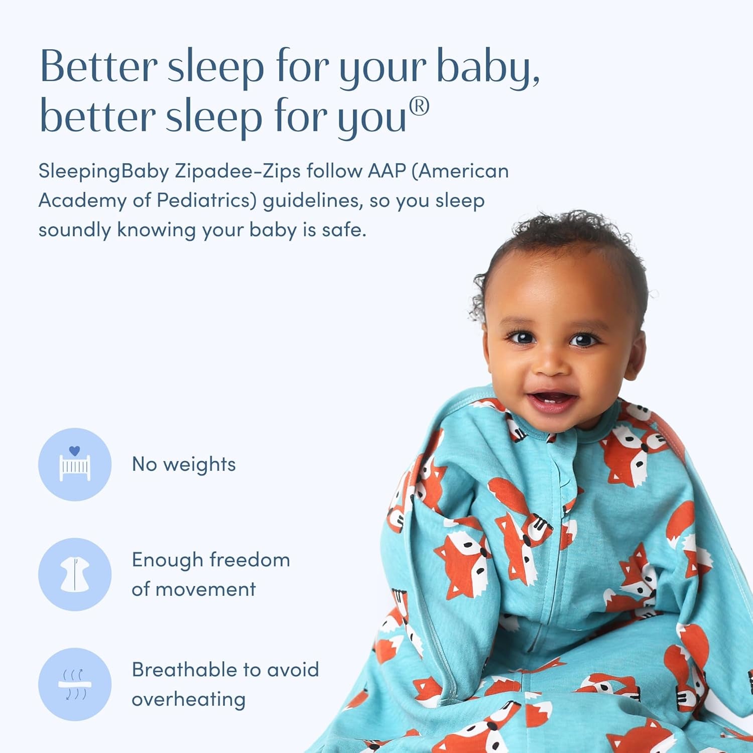 Zipadee-Zip Transition Swaddle - Cozy Baby Swaddle Blanket with Zipper Convenience - Roomy Wearable Blanket for Easy Diaper Changes - Friendly Fox, X-Small (3-6 Month)
