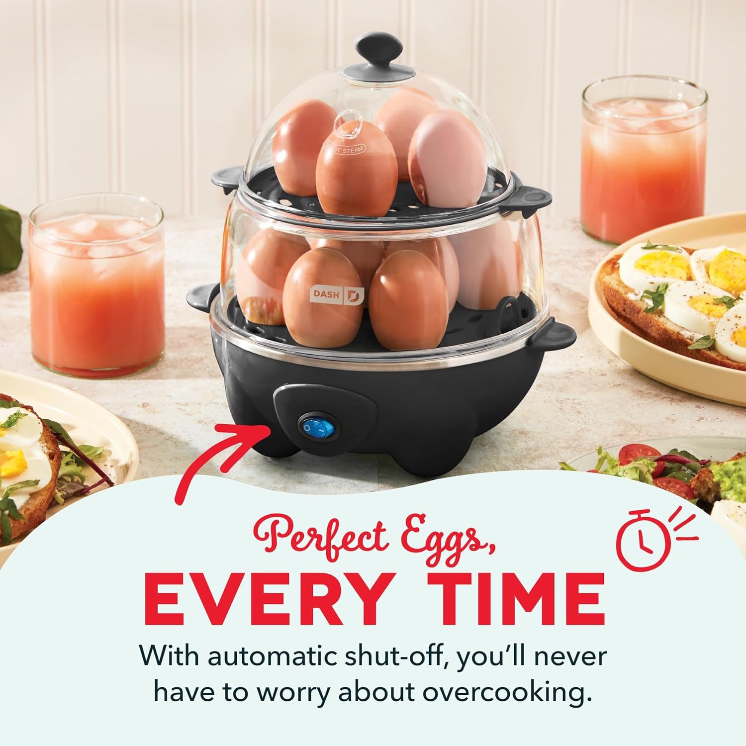 Deluxe Egg Cooker - Boiler, Poacher & Steamer - Includes Measuring & Recipe Guide - Dishwasher Safe - Holds 12 Eggs, Black