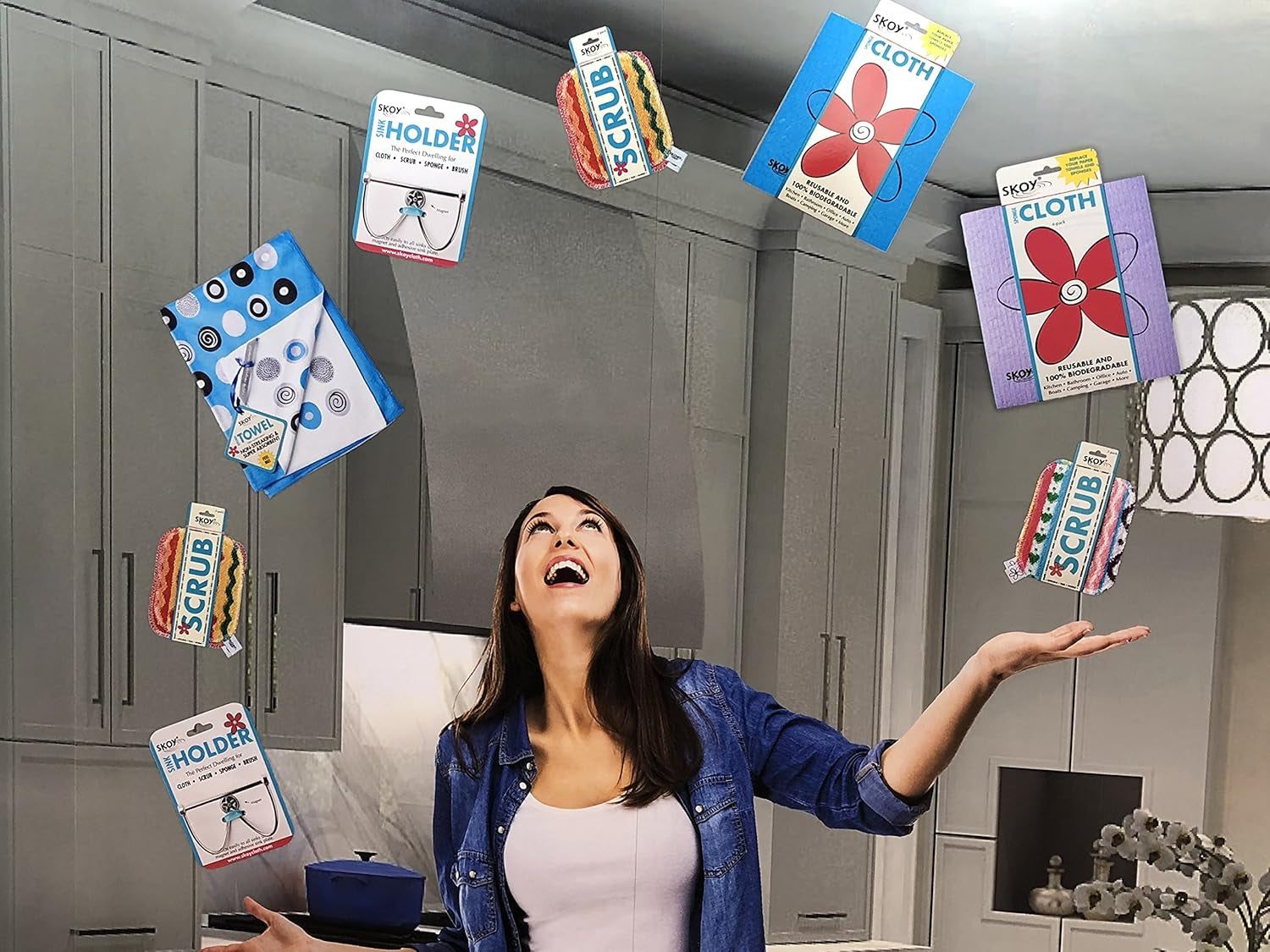 Cloth, 4-Pack Versatile Swedish Dishcloths for Kitchen and Household Use, Reusable Cleaning Cloths, Planet-Friendly, Dishwasher and Dryer-Safe, Assorted Colors