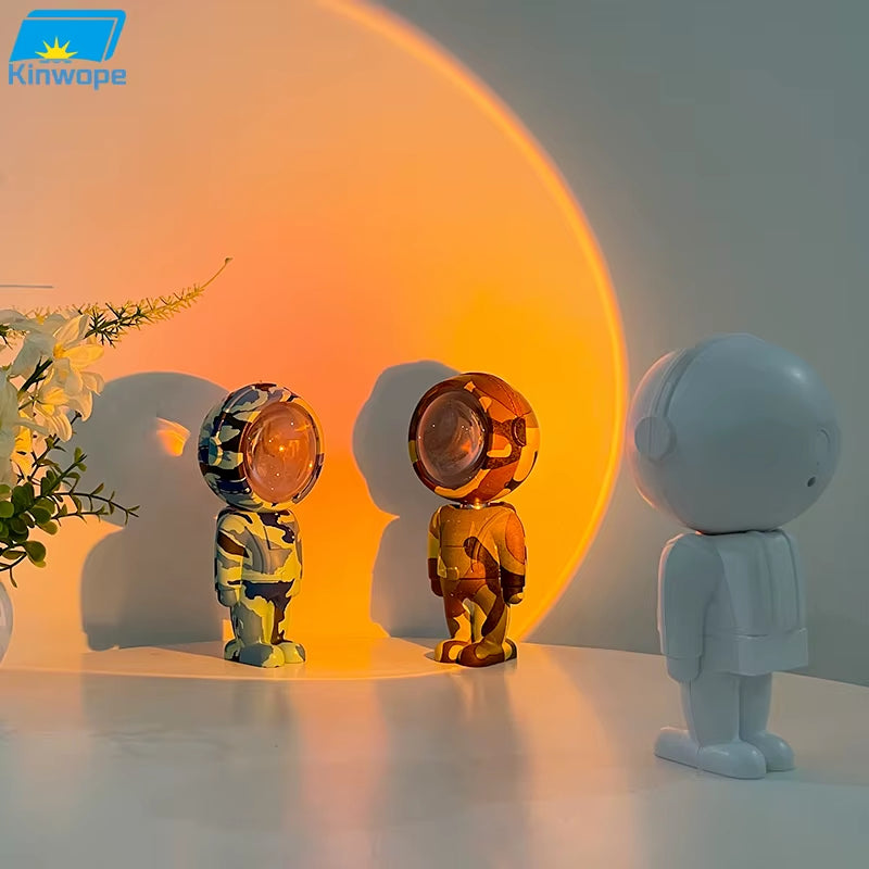 Sunset Sunset Lights Astronaut Atmosphere Dusk Robot Astronaut Projection Lights Colorful Atmosphere Lights