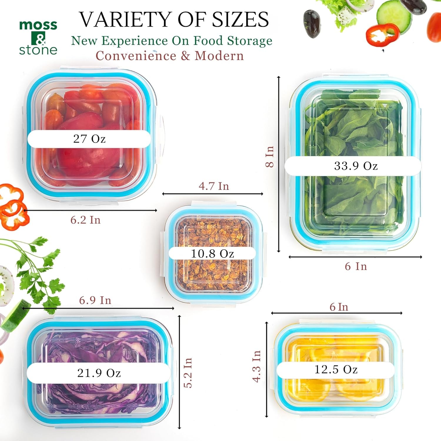 10-Piece Borosilicate Glass Meal Prep Containers – 100% Leak-Proof Snap-Lock Lids, Airtight & Bpa-Free – Freezer, Microwave & Oven Safe (Glass Only) – Stackable/Nestable Food Storage Set