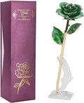 24K Light Green Rose for Her, Dipped Gold Rose Love Real Golden Plated Preserved Forever Flower with Rose Stand Present for Wife/Girlfriend/Lover (Light Green)
