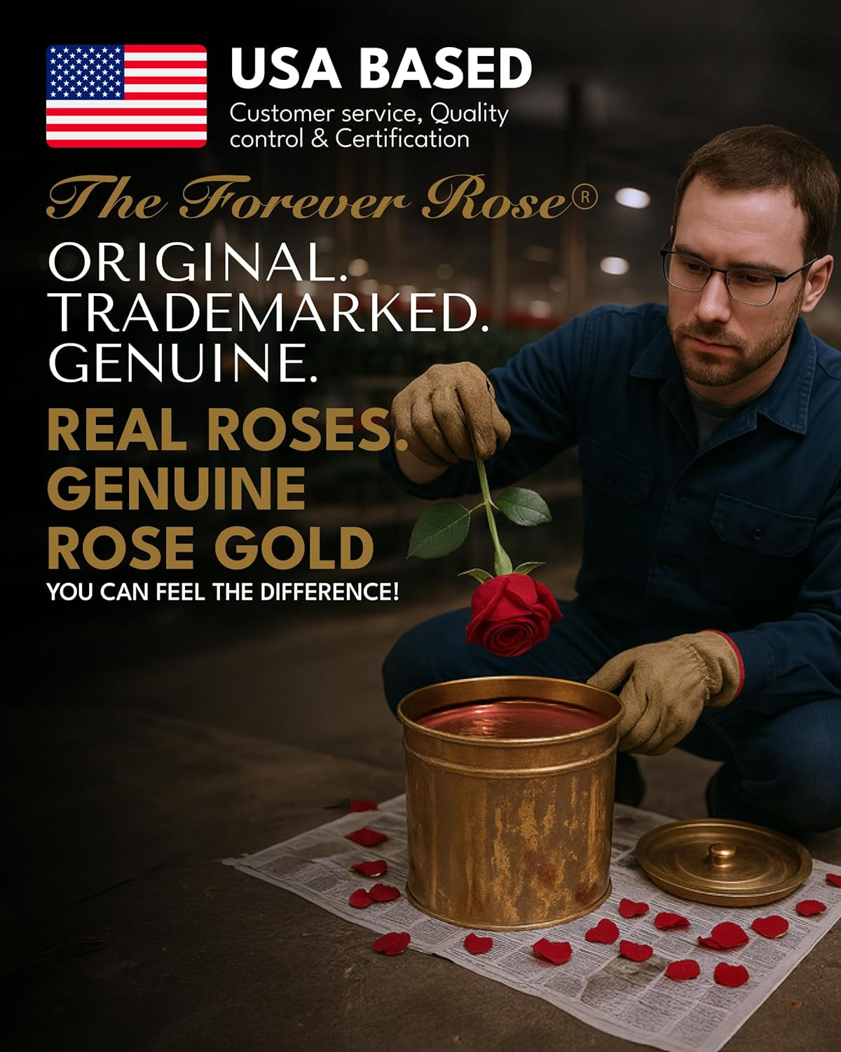 Real Rose Dipped in Rose Gold, Handcrafted Preserved Rose in Luxury Gold Gift Box, Romantic Gift for Her, Elegant Keepsake for Anniversary, Birthday, or Any Special Occasion