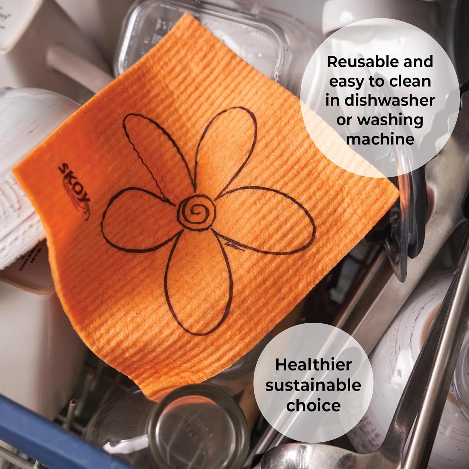 Cloth, 4-Pack Versatile Swedish Dishcloths for Kitchen and Household Use, Reusable Cleaning Cloths, Planet-Friendly, Dishwasher and Dryer-Safe, Assorted Colors