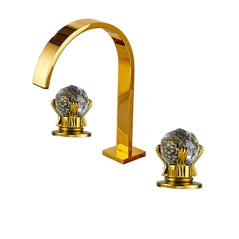 Basin Faucets Brass Polished Chrome Deck Mounted Dual Handle Hot and Cold Water Mixer Tap 3 Hole Para Bathroom Sink