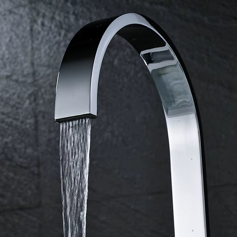 Basin Faucets Brass Polished Chrome Deck Mounted Dual Handle Hot and Cold Water Mixer Tap 3 Hole Para Bathroom Sink