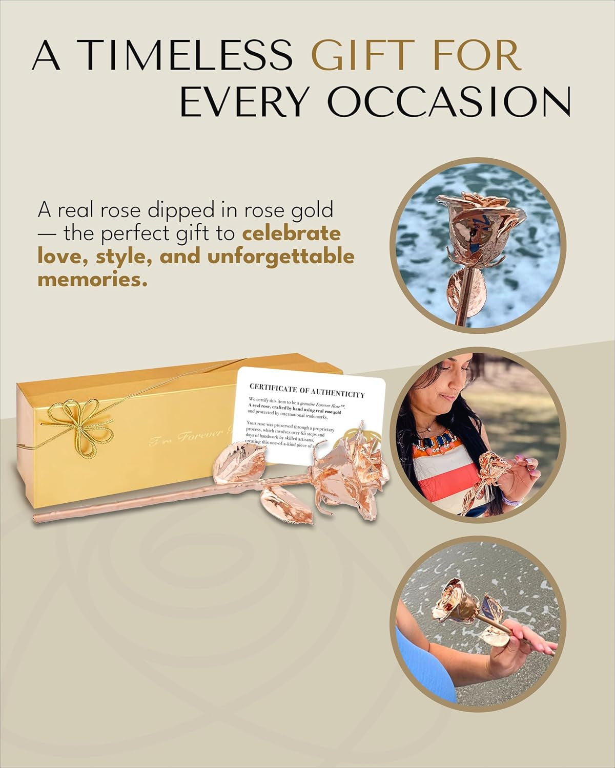 Real Rose Dipped in Rose Gold, Handcrafted Preserved Rose in Luxury Gold Gift Box, Romantic Gift for Her, Elegant Keepsake for Anniversary, Birthday, or Any Special Occasion