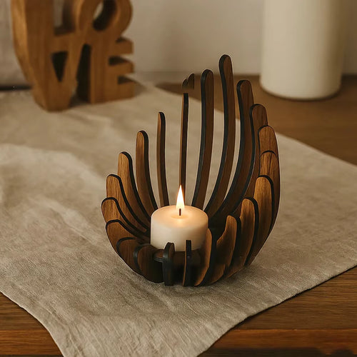 1Pc Hand-Assembled Lotus Candle Holder - Elegant Wooden Tea Light Centerpiece, Home Table Decor for Weddings, Christmas