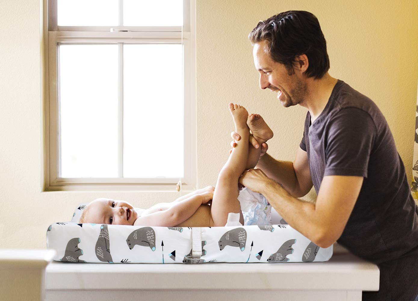 Stretchy Changing Pad Covers  Changing Table Cover for Baby Boys Girls,2 Pack Jersey Knit,Owl & Bear